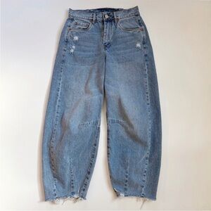 Blank NYC High Rise Barrel Leg Jeans Distressed Hem Size 26